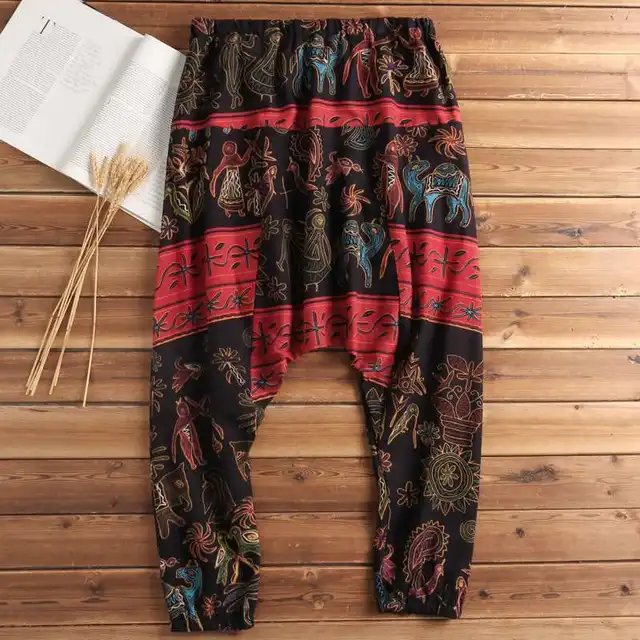 Comprar INCERUN Retro Hombres Harem Pantalones Imprimir Joggers Pantalones  largos Sueltos Casual Drop Crotch