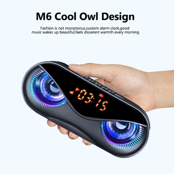 

Bluetooth Speaker Cool Owl Design LED Portable Wireless Loudspeaker TF Card FM Radio Alarm Clock Som