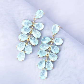 

XIUMEIYIZU Ice Stone Tourmaline Earrings Water Drop Shape Cubic Zirconia Stone Big Size Style Fashion Female Wedding Earring