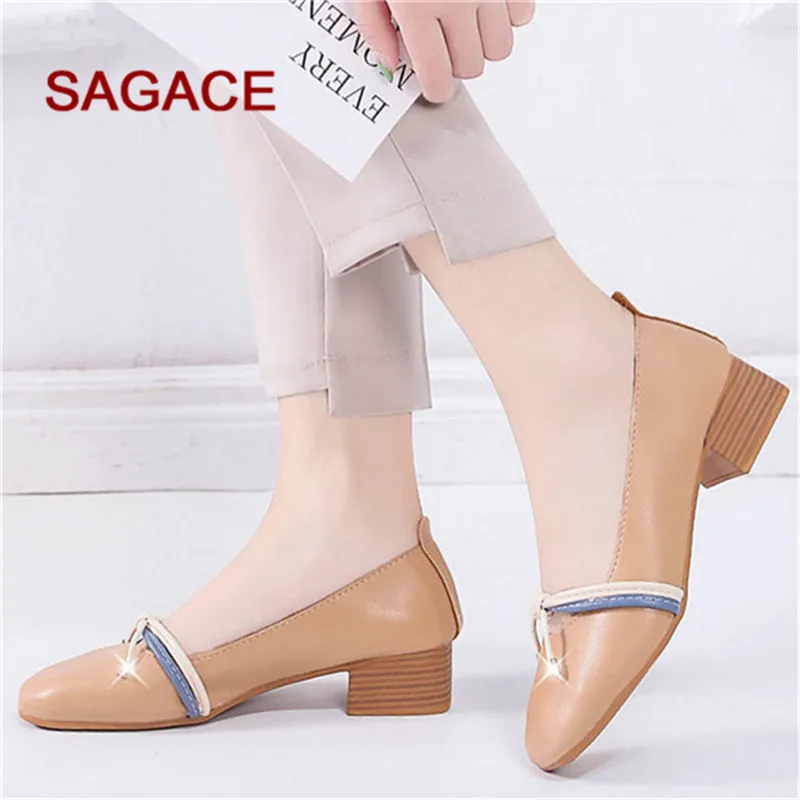 

Women Slip-On Shoes Summer And Autumn Fashion Thick Heel Round-Toe Bowknot Women Retro Single Shoes Scarpe Donna