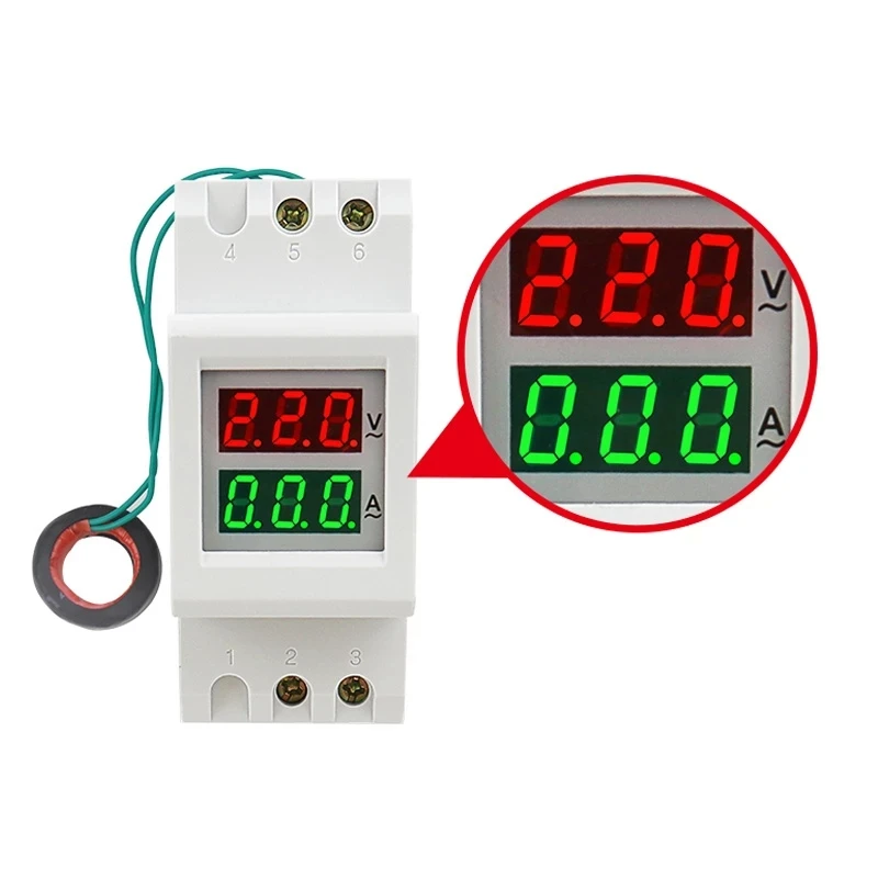 

2P Din Rail Digital Dual LED Voltage Current Meter AC Voltmeter Ammeter AC 80.0-300.0V AC 200.0-450.0V
