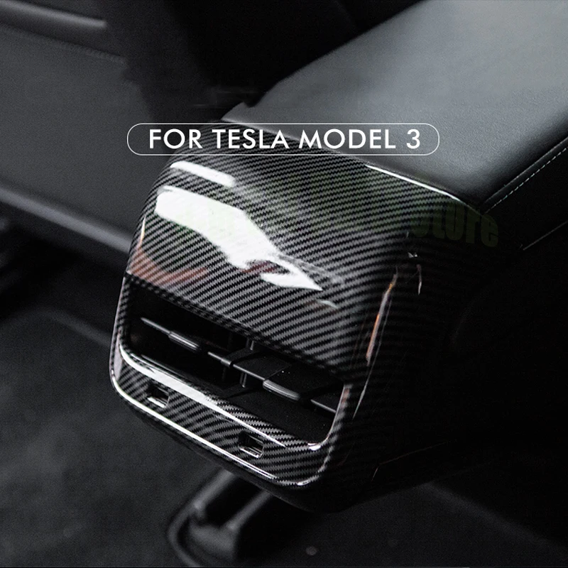 

ModelY Model3, Автомобильная крышка из углеродного волокна ABS для вентиляционного отверстия, отделка для Tesla Model 3, аксессуары для интерьера модели Y Three