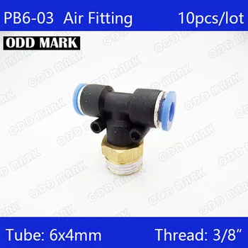 

HIGH QUALITY PB6-03 10pcs 6mm-3/8" Threaded Male Tee Pneumatic Connector