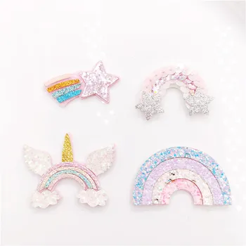 

10pcs/lot Glitter christmas unicron Appliques for DIY hair clip Accessories Craft Handmade Decoration