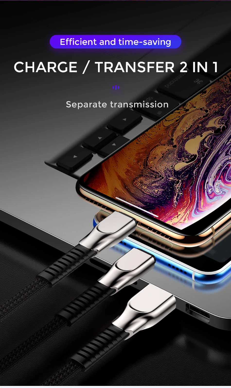 Joyroom 3 в 1 type C Micro USB кабель для iPhone 8X7 6 6S Plus iOS 10 9 8 samsung Nokia USB быстрая зарядка кабели провод шнур