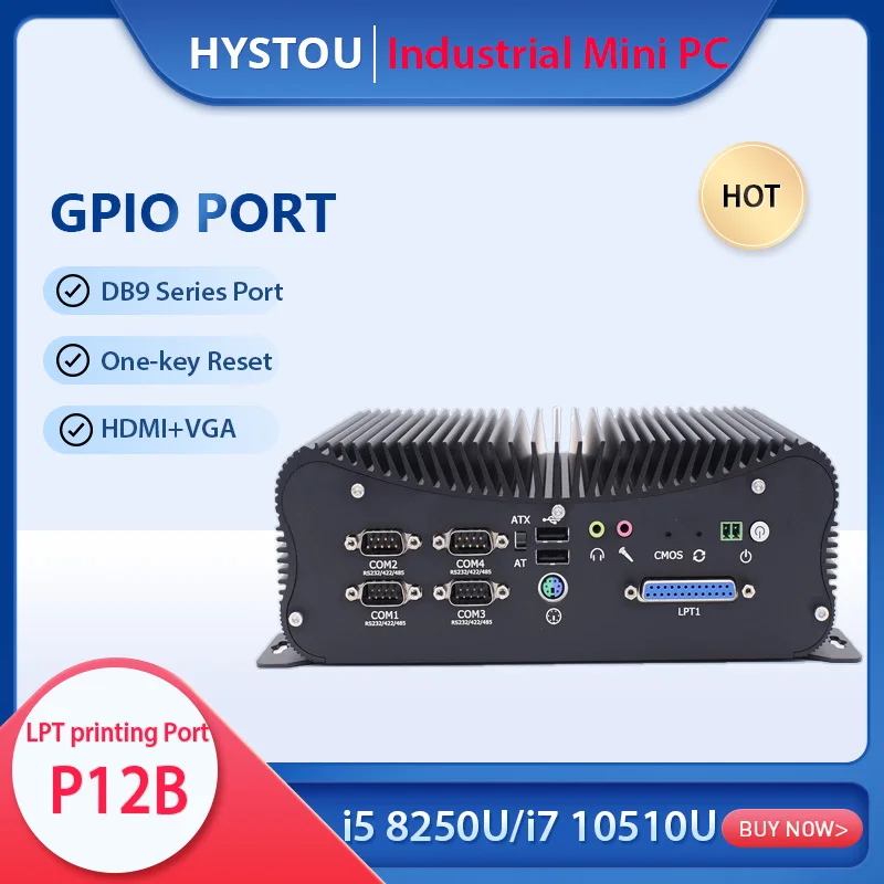Промышленный Настольный ПК GPIO 10 го поколения Intel Core I5 10210U I7 10510U DDR4 LPT с широким