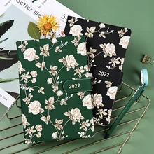 Agenda 2022, planificador, papelería, cuaderno, organizador A5, Bloc de notas de PU Floral, diario de oficina, cuaderno de bocetos, Plan semanal, libro de calendario