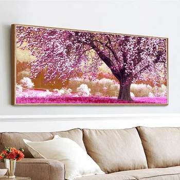 

New Precise Printing Line Embroidery Cherry Tree Cross Embroidery Warm Romantic Living Room Banner Painting Simple Embroidery