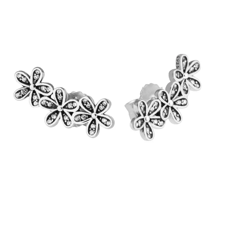 

Dazzling Daisies Clear CZ Stud Earrings for Women 925 Sterling Silver Jewelry Crystal Flower Earrings Girls Spring Jewellery