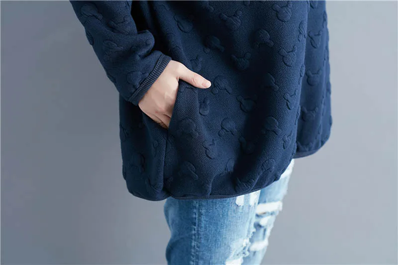Осенняя Женская толстовка размера плюс, обхват груди 140 см, 8XL, Женская толстовка черного и синего цветов