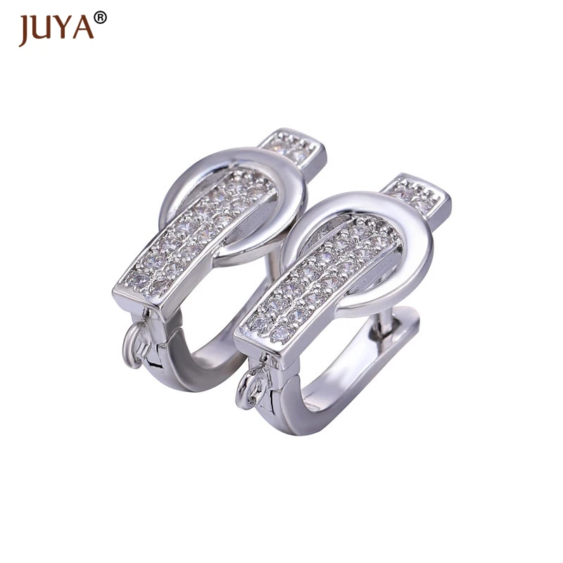 platinum Juya швензы Роскошные циркониевые серии шпильки для сережек ручной работы фиксаторы для серёжек крючки фурнитура для Аксессуары для ювелирных изделий швензы для сережек - Цвет: platinum