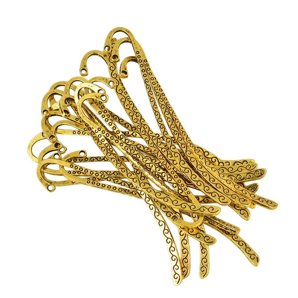 6/10/20pcs MonkeyJack Antique Gold Metal Beading Lined Bookmarks Paper Reading Book Mark With Hook Jewelry Making Findings