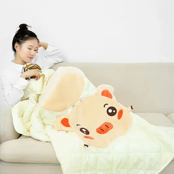 

Cartoon Piglet Pillow Quilt Foldable Multifunctional Backrest Quilt Comfortable Breathable Throw Pillow Quilt Decorative Pillow