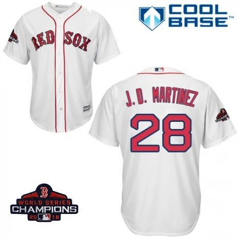 men Youth kids Boston J. D. Martinez Red Sox Scarlet команда чемпионов мира с логотипом игрока красная футболка - Цвет: men