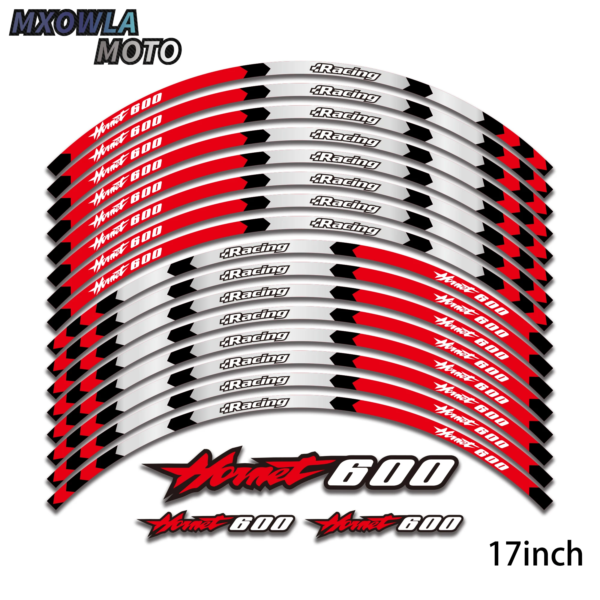 

16Pcs 17" Strips Motorcycle Wheel Tire Stickers Car Reflective Rim Tape Motorbike Bicycle Auto Decals Universal for honet600