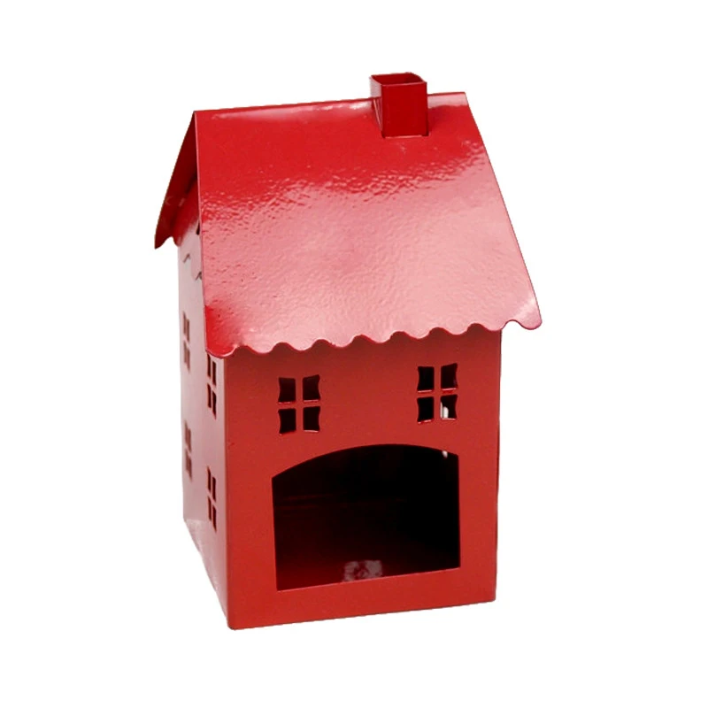 candle holder Рождественская металлическая декоративная короткая свеча, 11x10x15,5 см, держатель в форме домика, домашний декоративный подвесной фонарь, подарок для детей - Цвет: candle holder