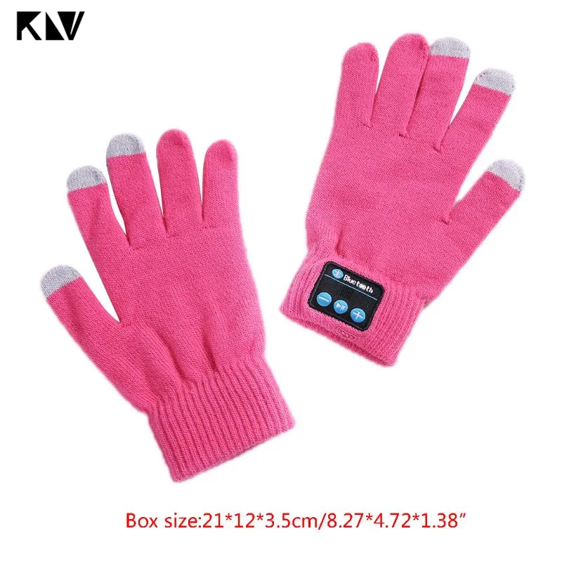 Беспроводные Bluetooth перчатки Зимние перчатки сенсорный экран со встроенными стереодинамиками, съемные наушники, подарки на Рождество - Цвет: Pink
