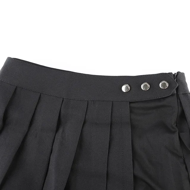 Black pleated mini skirt with gothic look