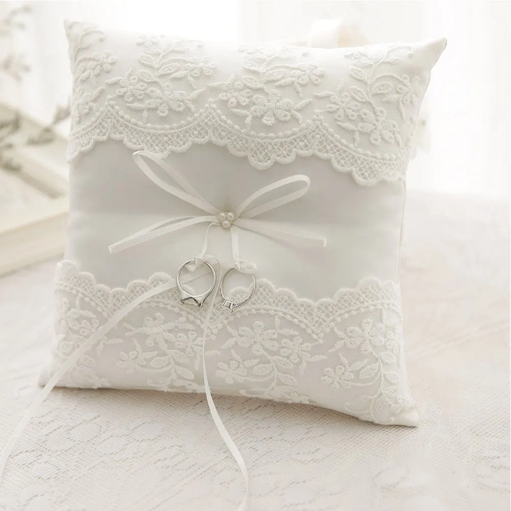Декор бант вышитые цветы Подушечка для колец Свадебная романтическая Европейская подушка