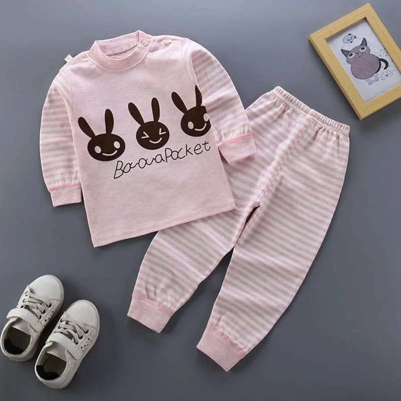 

2019 Baby Boys Girls Clothes Autumn toddler Cartoon Animal Print Long Sleeve Tops+Pants Sleepwear 3Pcs Baby Pajamas Clothing