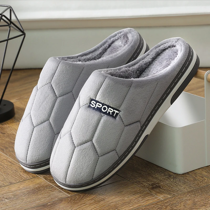 

Large size 49-50 home Men's slippers Lattice stitching indoor shoes warm Non-slip Platform slippers male