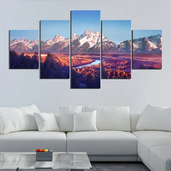 

Beautiful Scenery Mountains HD Printed 5 Panel Posters Home Decor Canvas Painting Print Wall Picture for Living Room Gifts