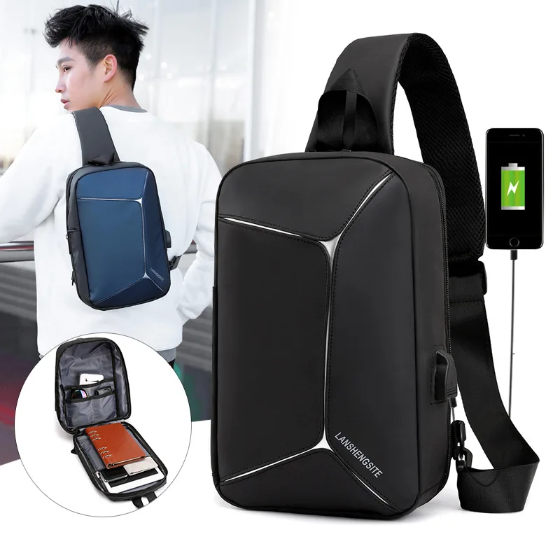 

Men's shoulder travel bags Oxford chest bag men's crossbody bag multifunctional outdoor sports black backpack laptop backpacks