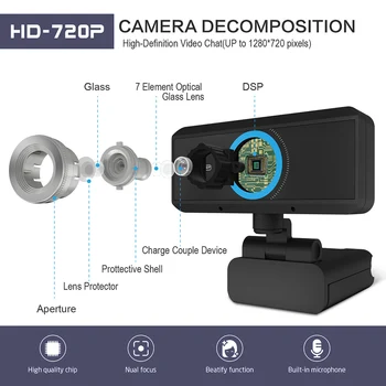 

1 Million Pixels 720P Webcam HD Pro Streaming Camera For Video Recording