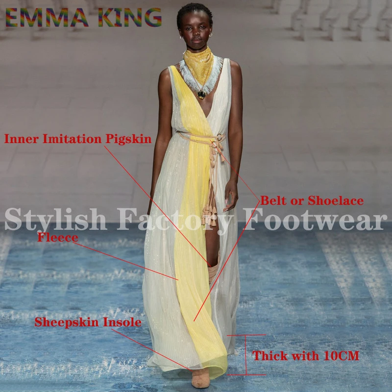 Emma king/пикантная модная обувь из черной овечьей замши роскошные сапоги выше колена с завязками туфли на шпильках с круглым носком