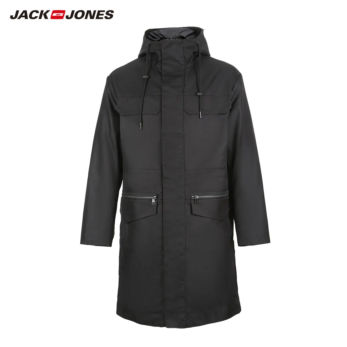 Jack Jones зимняя мужская длинная куртка с капюшоном из хлопка | 218409507