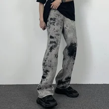 

2021 womens jeans Large size women's jeans baggy hanging wide leg tie dye straight leg casual jeans plus size jeans y2k jeans