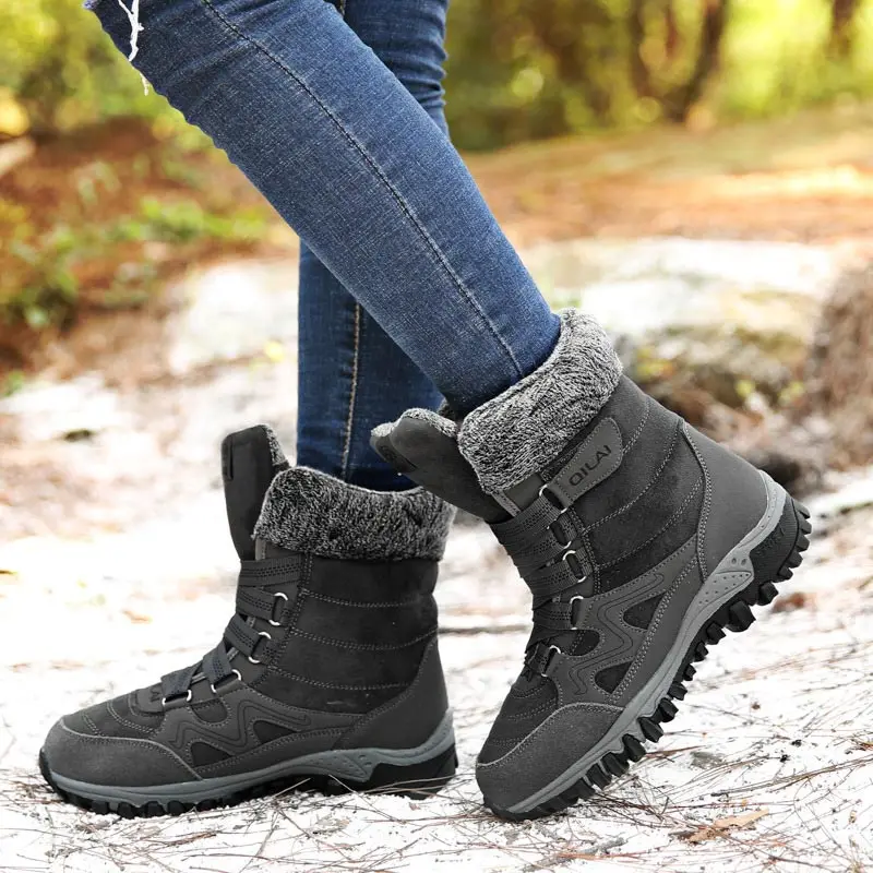 fashion Thicken snow boots women plus velvet warm boots outdoor non-slip high to help cotton women shoes walking shoes woman