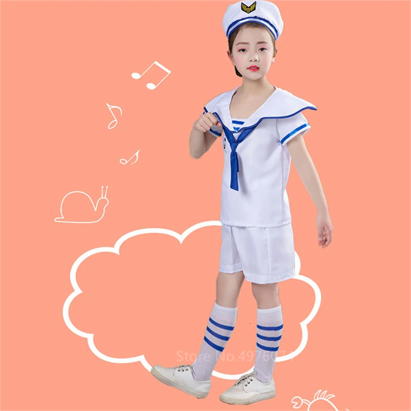 Boy Suit Детский хор ученик начальной школы Униформа платье для девочек моряк морской косплей костюм для мальчиков аниме Хэллоуин армии детские карнавальные Вечерние - Цвет: Boy Suit