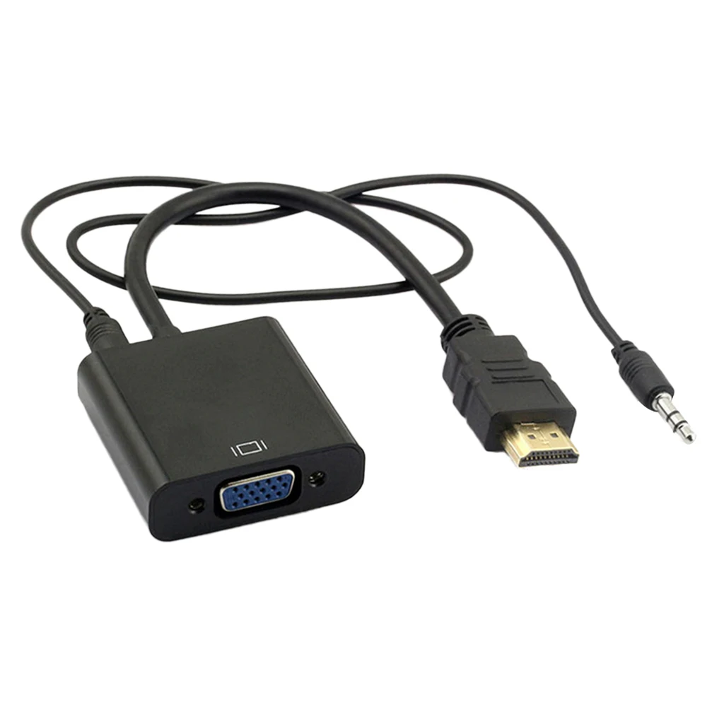 Адаптер переходник 1080p HDMI Male VGA Female аудиокабель 3 5 мм черный для HD мониторов или