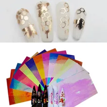 13 шт. голографическая Шестигранная точка Эльф шаблон стикер полоса Голографическая лента тонкая Лазерная серебряная полоса дизайн ногтей Маникюр Стикер s