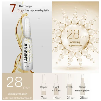 

Lanbena 7 Days 24K Gold Retinol Face Serum Facial Skin Care Essence Whitening Spotless Ampoule Anti Aging Wrinkles Brightening