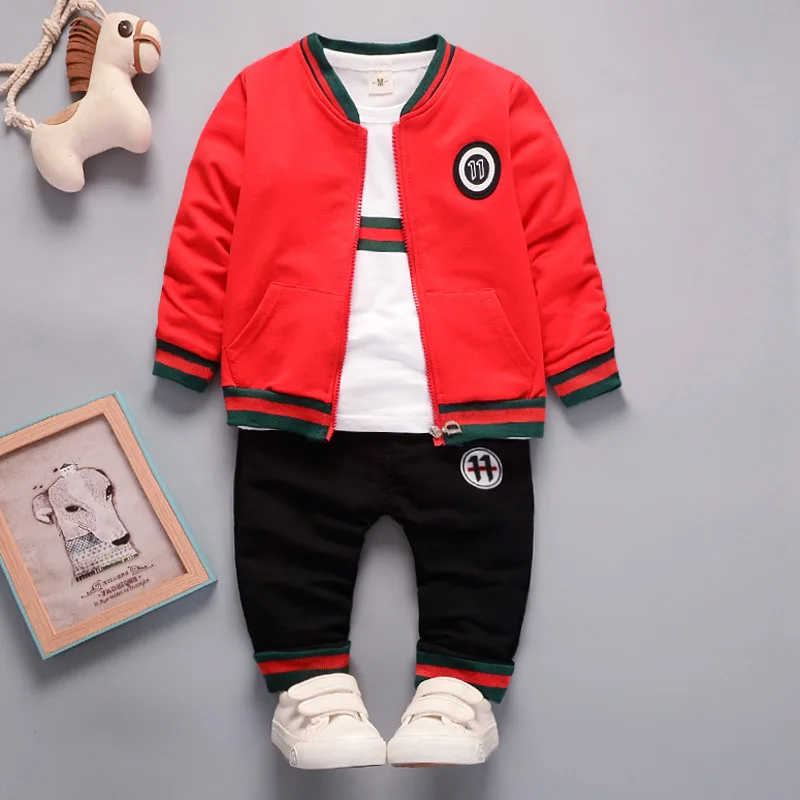 

2019 Autumn Clothing Children Baby Crew Neck Joint 11 Standard Cardigan Three-piece Set BOY'S Hoody Childrenswear