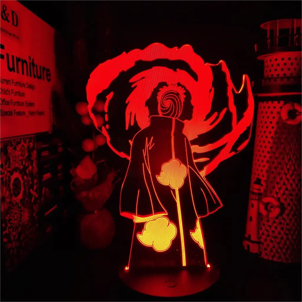 Naruto 3D Lamp Obito Sharingan Anime Figure Night Light LED Home Decoration Lampara Bedroom Decor Manga Lampe Kids Gifts Lights