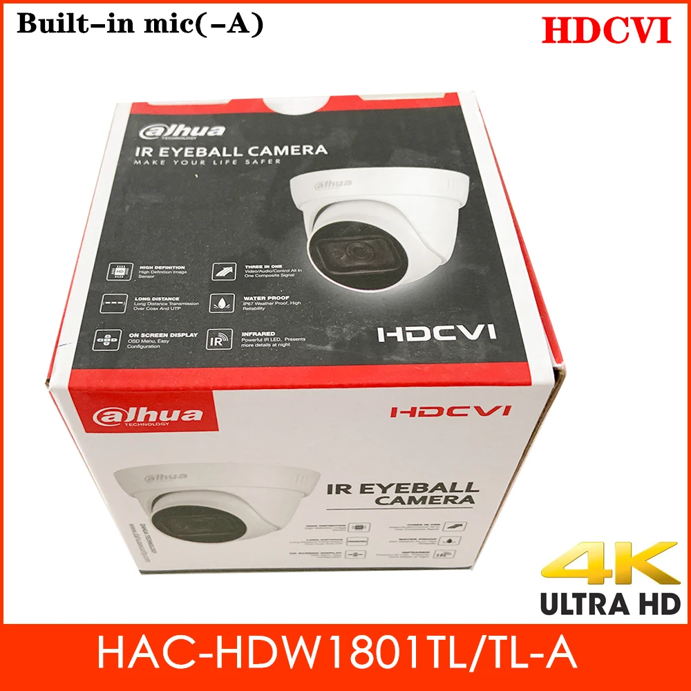 Камера Dahua Lite Plus 4K HDCVI HAC-HDW1801TL HAC-HDW1801TL-A встроенный микрофон водонепроницаемая IP67 2 8