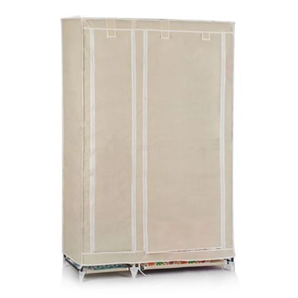 

Foldable Double Canvas Wardrobe Clothes Rail Hanging Storage Cupboard Shelves