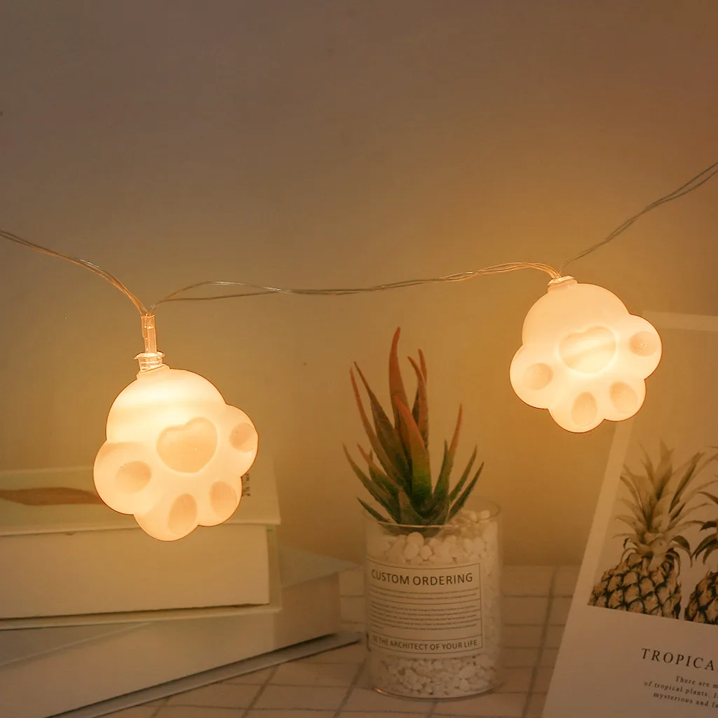 Best Selling LED Cute Cat Claw Shape Decorative Light String Children Room Layout Props Home Decoration Accessories