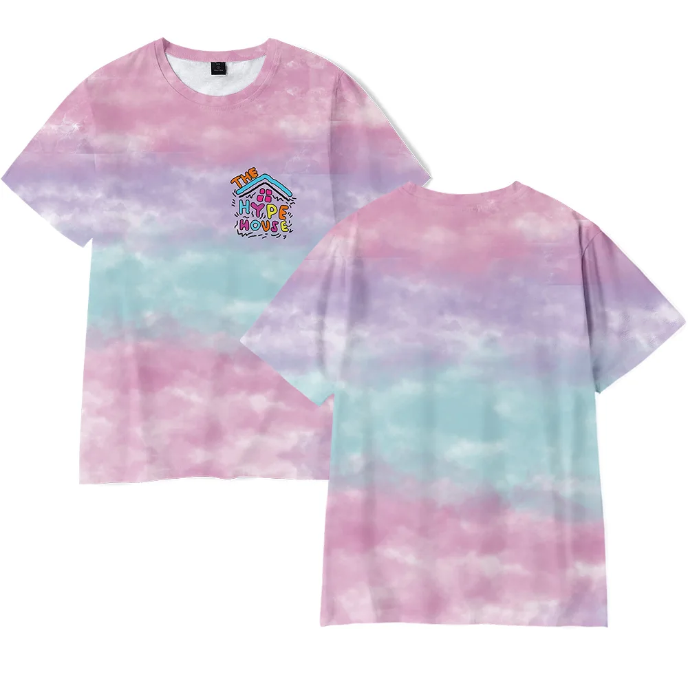 

Футболка с принтом Tie Dye The Hype House 3D, футболка большого размера для женщин и мужчин, забавная футболка Charli d'arelio с рисунком Эддисона