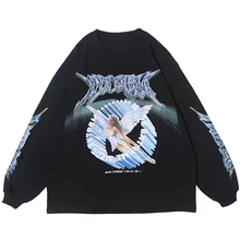 

Hip Hop Harajuku Hoodie Men Anime Sweatshirts Streetwear Retro Angel Print Hoodies Women Loose Oversized Cotton Pullover Tops