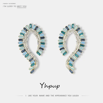 

Yhpup Trendy Temperament Geometric Rhinestone Crystal Stud Earrings Luxury Statement Charm Earrings Brincos for Women Party New