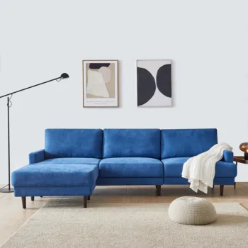 

[2021]Modern fabric sofa L shape, 3 seater with ottoman-104" Blue
