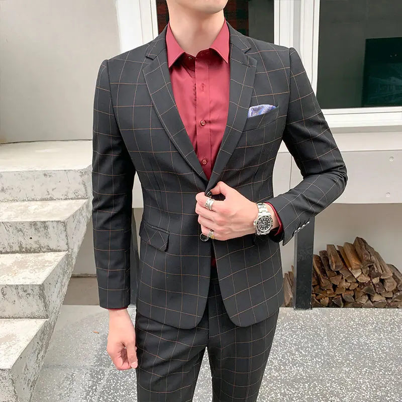 Сетка slim fit мужской костюм из 3 предметов свадебное платье мужской повседневный деловой пиджак Свадебный Выпускной костюм жениха одежда смокинг