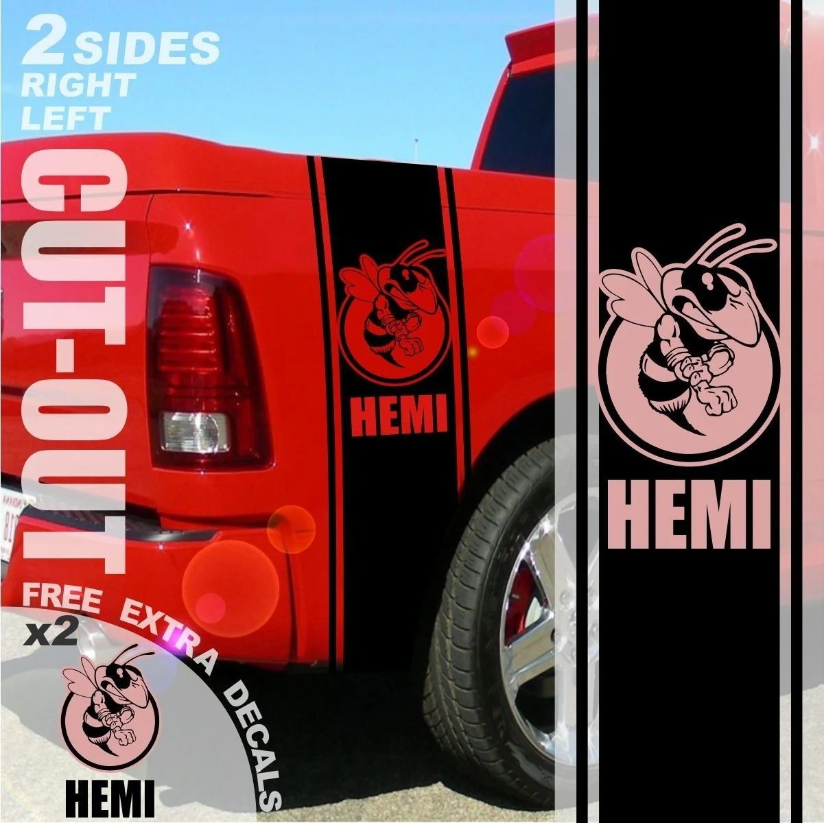 Для 1500 2500 грузовик кровать боковая полоса грохот пчела Ram Dodge виниловая наклейка
