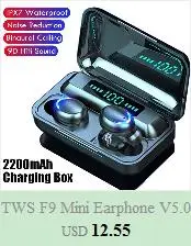 TWS F9 Mini Earphone V5.0 Wireless Headset Stereo  Sport Waterproof bluetooth headphones EarphonesTouch Control Noise Cancelling