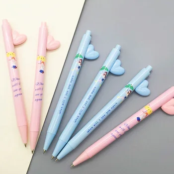 

2X Simple Heart Side Press Ball Pen Ballpoint Student Stationery School Office Supply 0.5mm