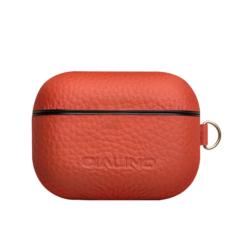 Orange QIALINO, мягкий чехол из натуральной кожи для Apple AirPods Pro, ручной работы, противоударный чехол для наушников, чехол для Airpods 3, ультратонкая сумка - Цвет: Orange